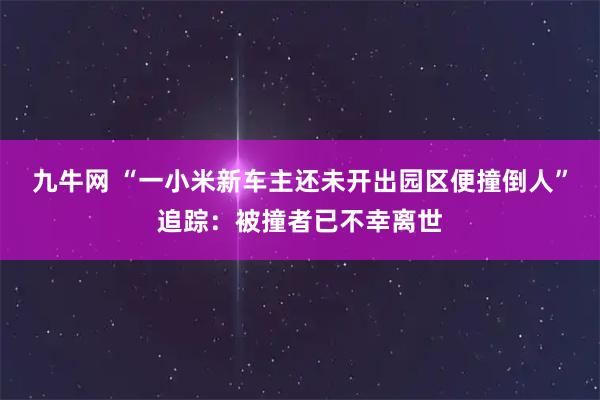 九牛网 “一小米新车主还未开出园区便撞倒人”追踪：被撞者已不幸离世